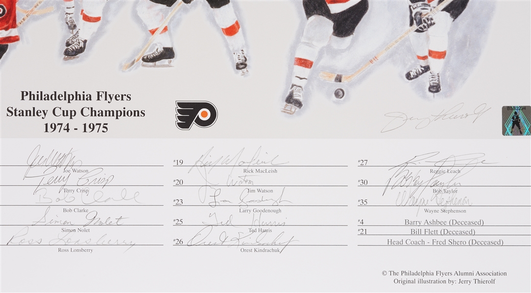 1975 Philadelphia Flyers Stanley Cup Champs Team-Signed Litho (24) (PP 107/125)