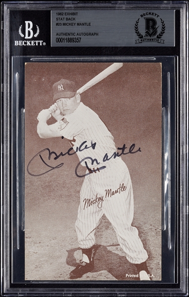Mickey Mantle Signed Exhibit Card (BAS)