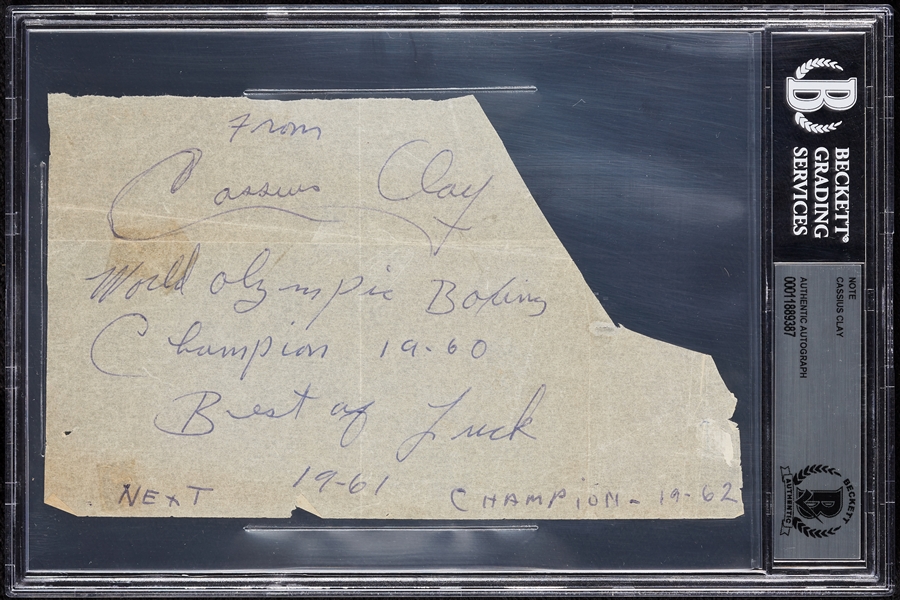 Cassius Clay Signed Handwritten Note (BAS)