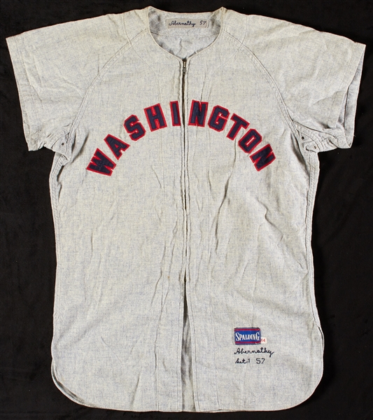 Ted Abernathy 1957 Washington Senators Game-Worn Uniform, With Stirrups (3)