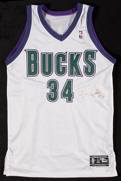Ray Allen 1999-00 Game-Used & Signed Milwaukee Bucks Jersey (BAS)