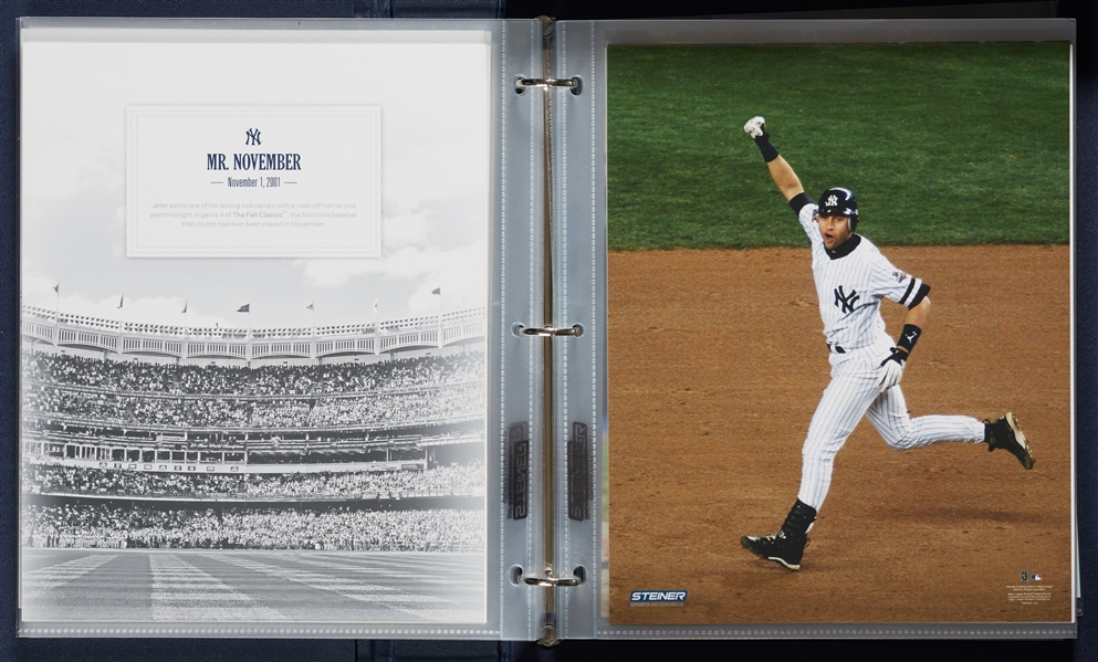 Derek Jeter Signed Waves Hat To Crowd Photo with Coffee Table Photo Book (MLB) (Steiner)