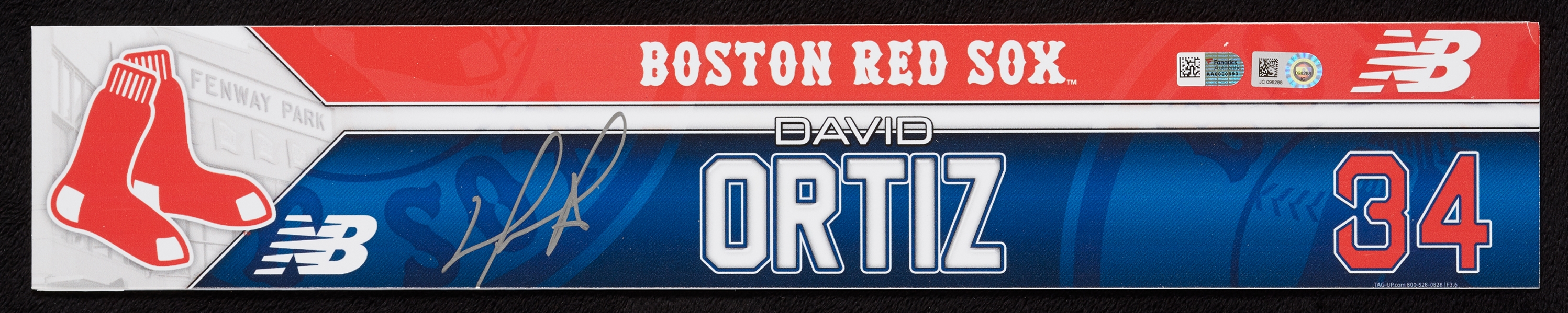 David Ortiz 2016 Game-Used & Signed Locker Nameplate HR #528 (726/2016) (MLB) (Fanatics)