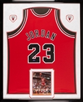 Michael Jordan Signed Chicago Bulls Red Mitchell & Ness Jersey in Frame (UDA)
