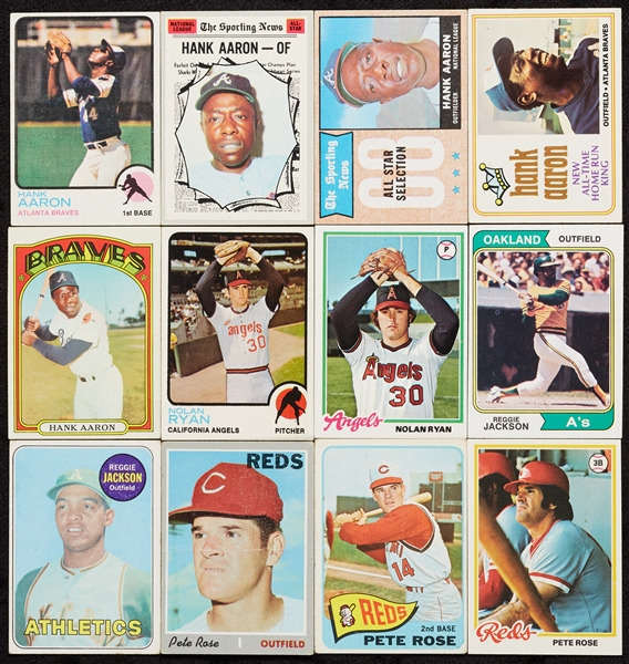 1965-79 Topps HOFer Group of Aaron, Ryan, Jackson and Rose, Including Reggie RC (62)