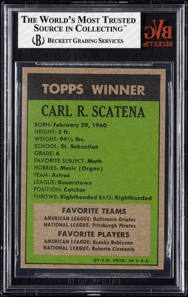 1972 Topps '71 Winner Carl R. Scatena No. 16 BVG 5