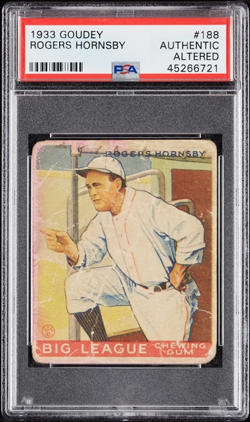 1933 Goudey Rogers Hornsby No. 188 PSA Authentic