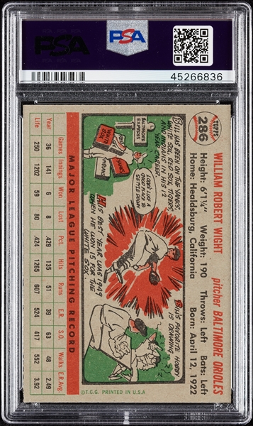 1956 Topps Bill Wight No. 286 PSA 9 (Only 1 Graded Higher)