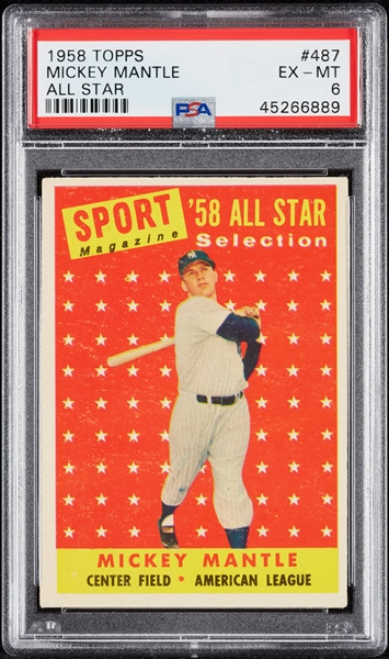 1958 Topps Mickey Mantle All-Star No. 487 PSA 6