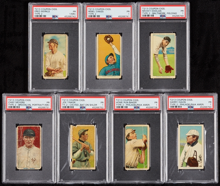 1914 T213 Coupon Cigarettes Type 2 PSA-Graded Group with HOFers (19)