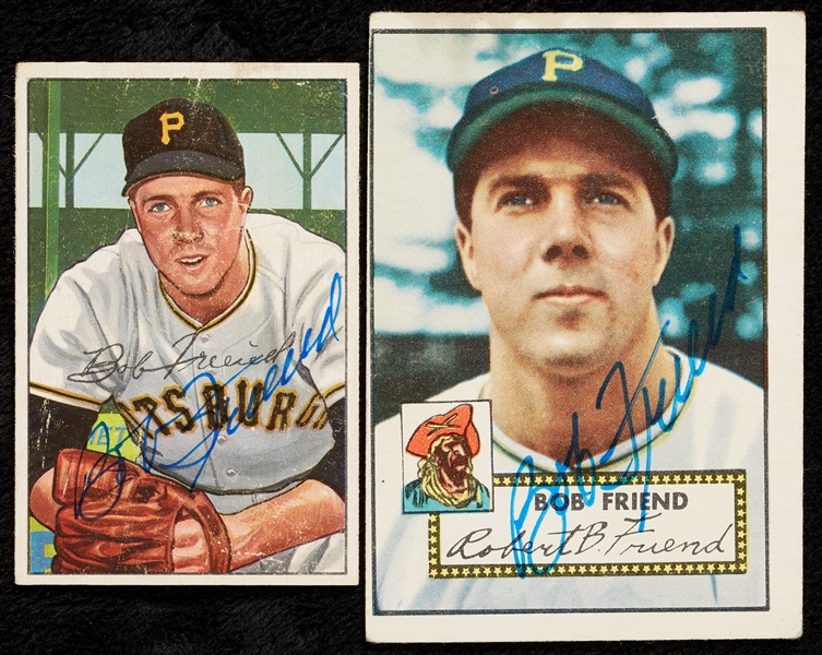 Bob Friend Signed 1952 Topps & 1952 Bowman Cards (2)