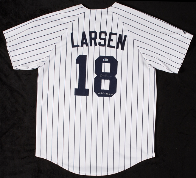 Don Larsen Signed Yankees Jersey Inscribed WS PG-10-8-56 (BAS)