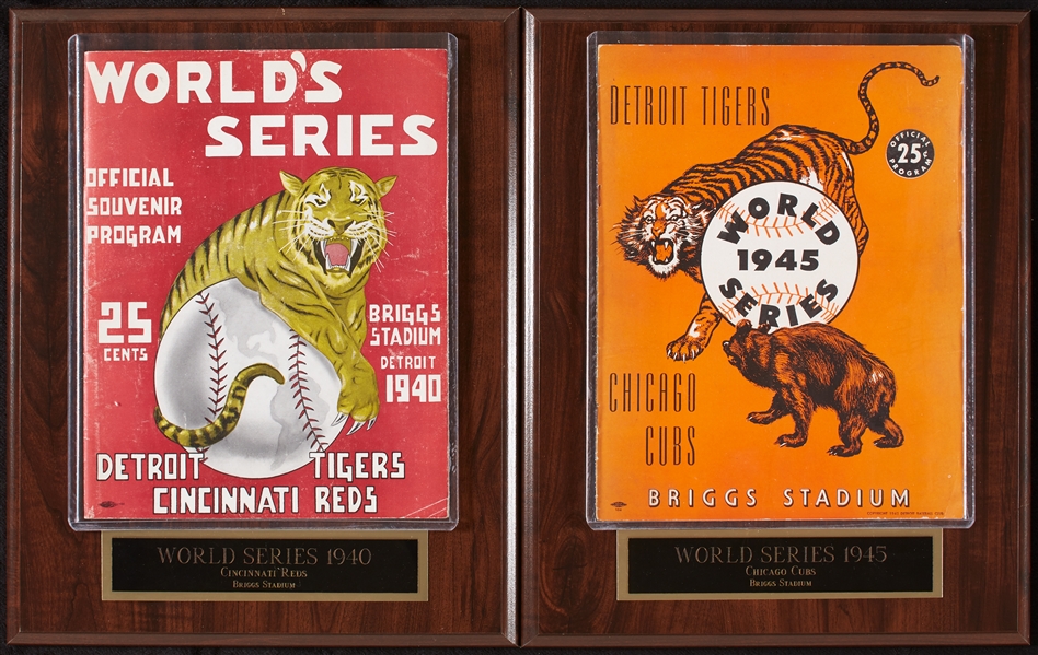 1940 and 1945 Detroit Tigers World Series Programs and Plaques (2)