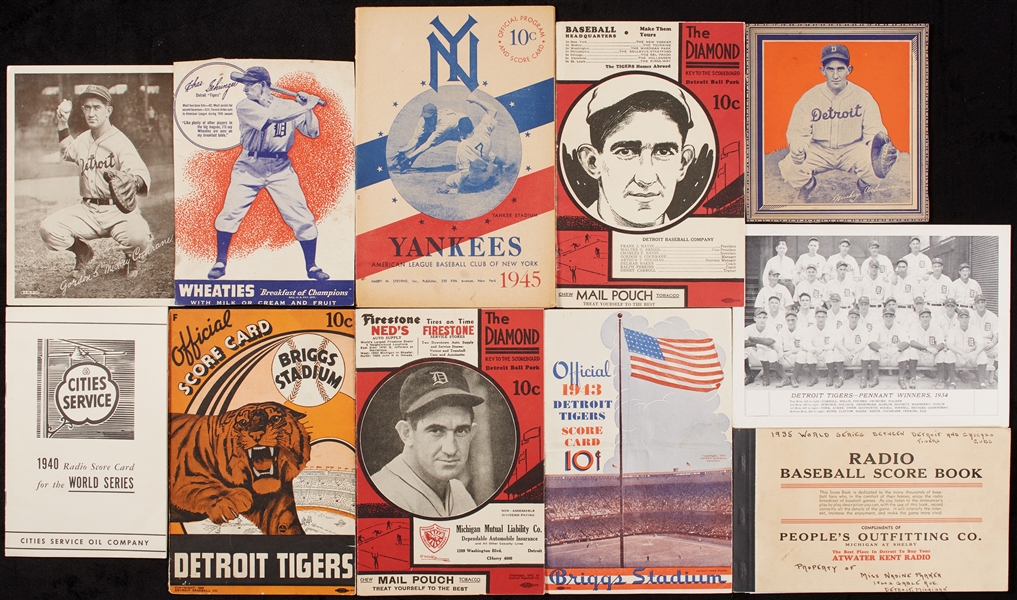 1930s and 1940s Detroit Tigers Collection of Scorecards, Player and Team Photos, Wheaties Cards (11)