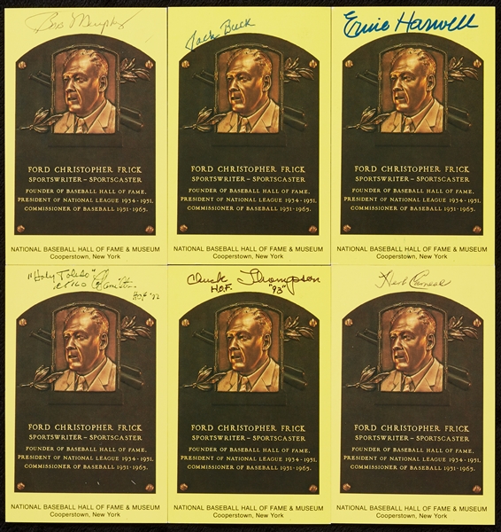 HOFer Announcer Signed Yellow Ford Frick Plaque Postcards (6)