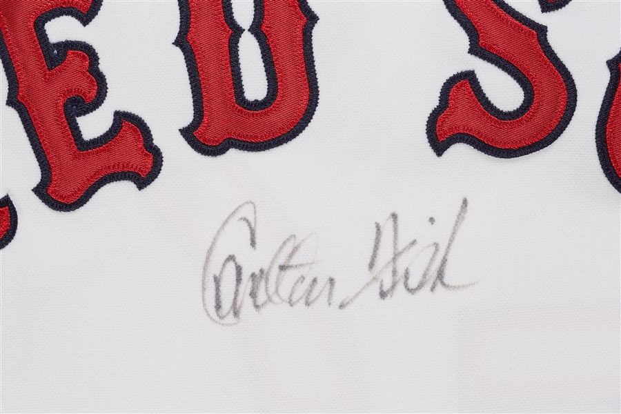 Carlton Fisk Signed Red Sox 1975 Mitchell & Ness Jersey (BAS)
