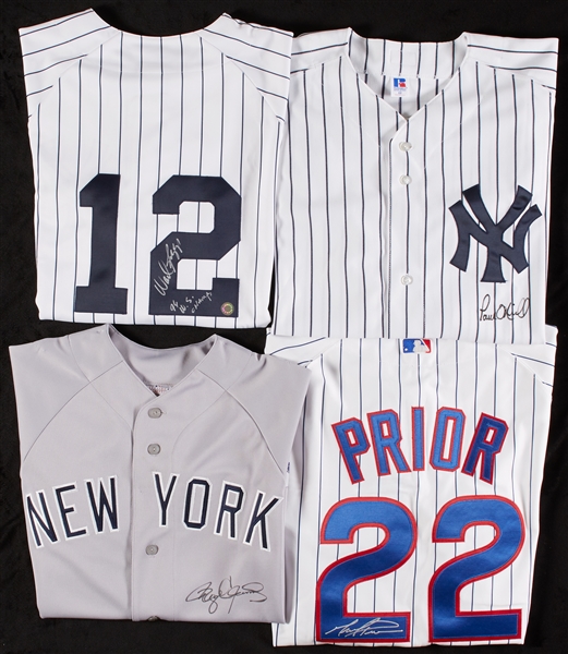 Signed Baseball Jersey Group with Clemens, Boggs, Prior, O'Neill (4)