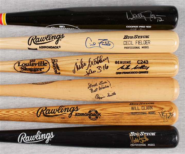 Signed Baseball Bats Group with Ozzie Smith (6)