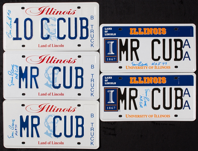Chicago Cubs Signed License Plate Group with Banks, Santo (5)