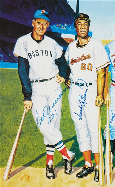 500 Home Run Multi-Signed Poster with Williams, Aaron, Mays (8) (BAS)