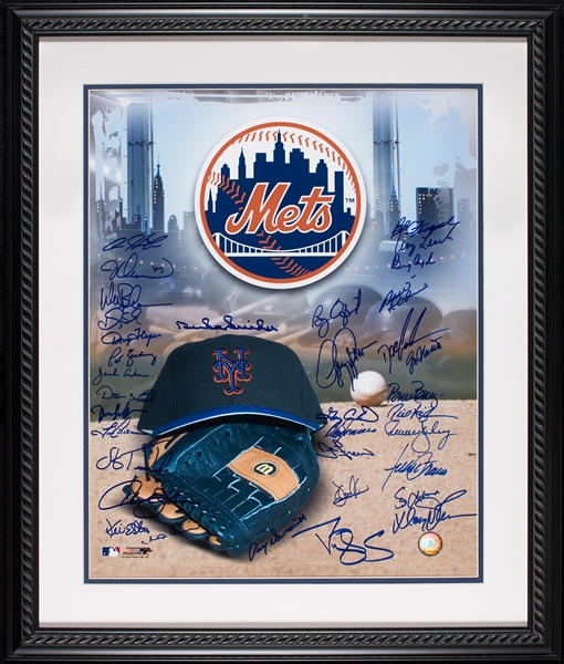 New York Mets Greats Multi-Signed 16x20 Framed Photo (35) (Steiner)