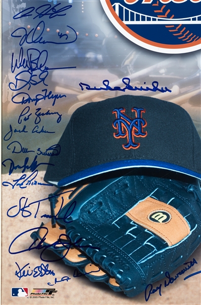 New York Mets Greats Multi-Signed 16x20 Framed Photo (35) (Steiner)
