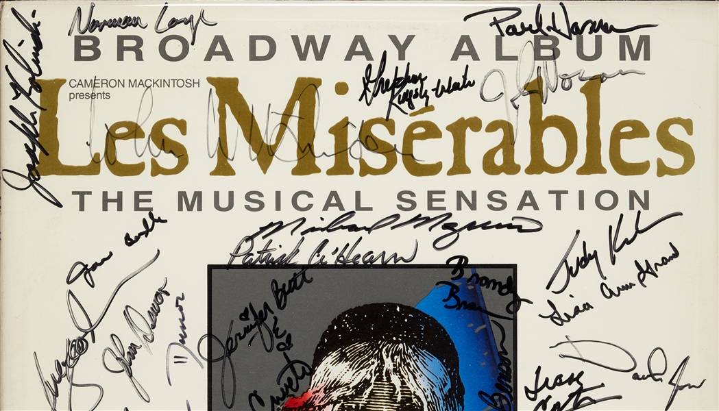 Les Miserables Original Cast-Signed Album, Program, Poster in Frame (3) (BAS)