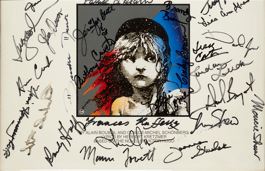 Les Miserables Original Cast-Signed Album, Program, Poster in Frame (3) (BAS)