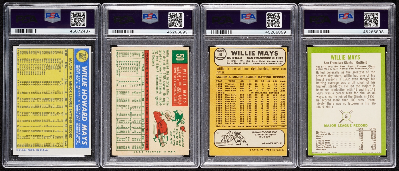 Willie Mays PSA-Graded Group (4)
