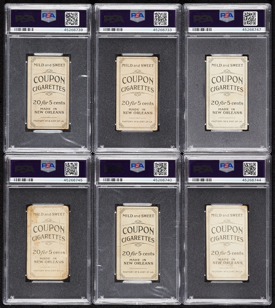 1914 T213 Coupon Cigarettes Type 2 PSA-Graded Group (6)