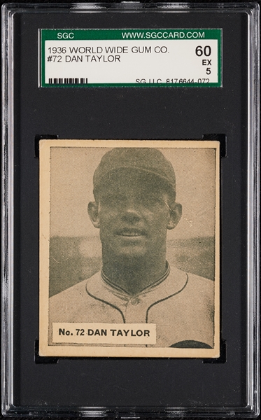 1936 World Wide Gum Dan Taylor No. 72 SGC 5