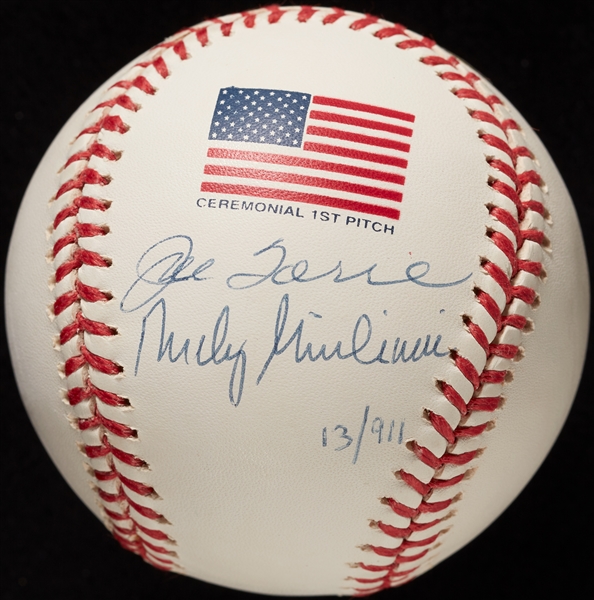Joe Torre & Rudy Giuliani Dual-Signed 2001 WS Baseball (MLB) (Steiner)