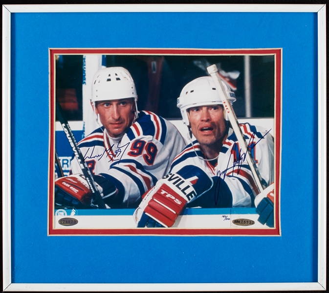 Wayne Gretzky & Mark Messier Signed 8x10 Framed Photo (150/500) (UDA) (Steiner)