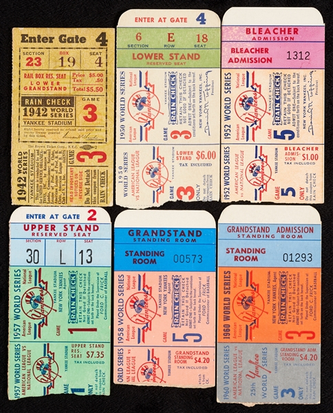 Yankee Stadium World Series Ticket Stubs and Sheet (7)