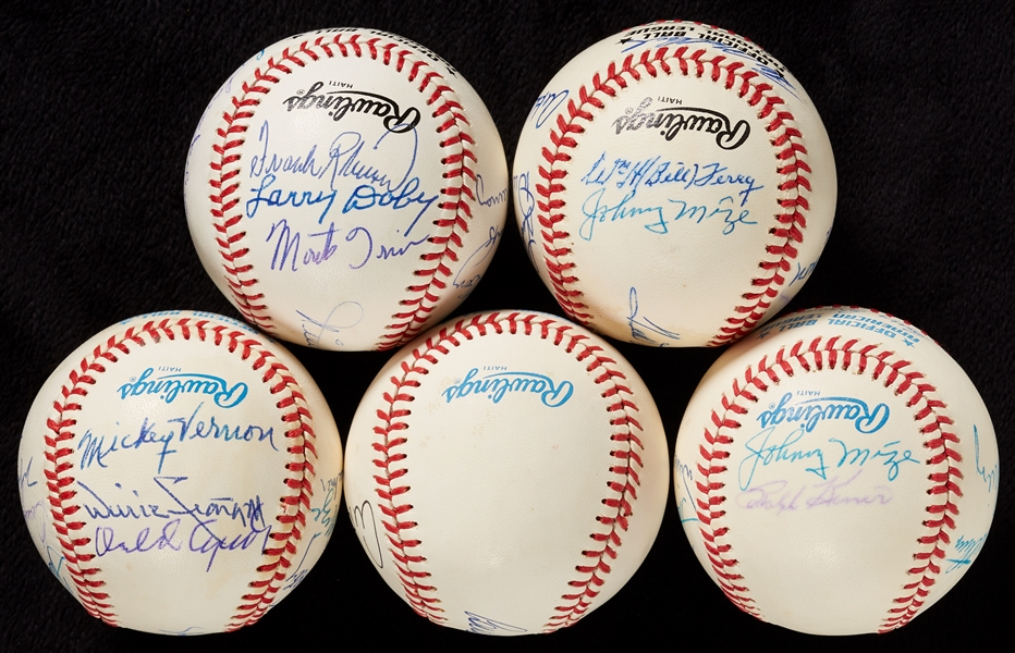 Batting Champs, 40 Homers, First Baseman & HOFer Themed Multi-Signed Baseballs (5)