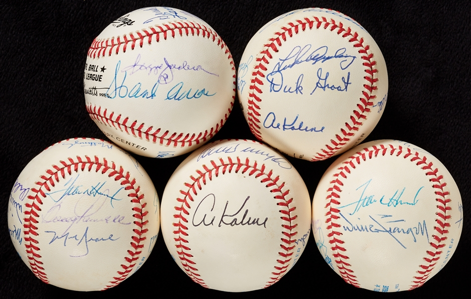 Batting Champs, 40 Homers, First Baseman & HOFer Themed Multi-Signed Baseballs (5)