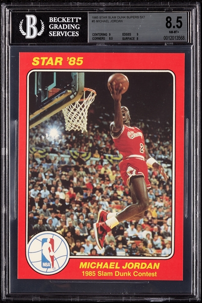 1985 Star Co. Slam Dunk Supers 5x7 with Michael Jordan BGS 8.5 (10)