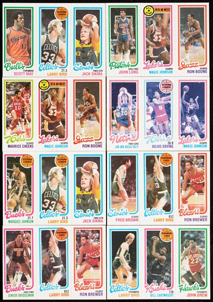 1980 Topps Basketball High-Grade Set, Bird/Erving/Magic PSA 7, With Box and Wrapper (178)