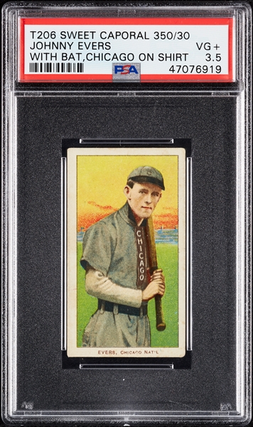 1909-11 T206 Johnny Evers With Bat, Chicago On Shirt (Sweet Caporal 350/30) PSA 3.5
