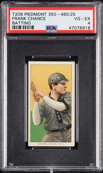 1909 -11 T206 Frank Chance Batting (Piedmont 350-460/25) PSA 4