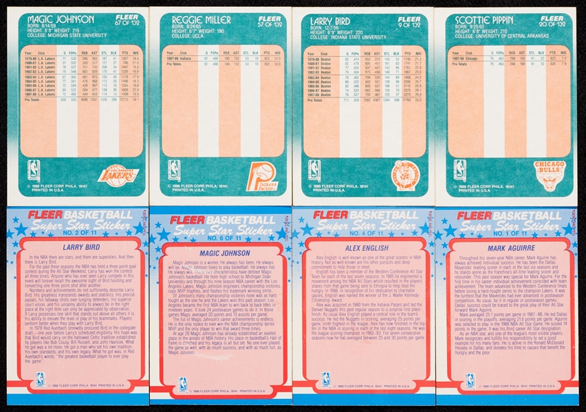 1988 Fleer Basketball Complete Set, Stickers, Jordan BGS 8.5 (143)