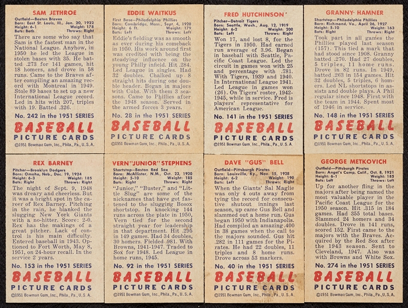 1951 Bowman Baseball High-Grade Commons With Rookies, Highs (73)