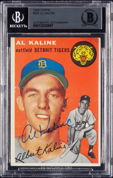 Al Kaline Signed 1954 Topps RC No. 201 (Graded BAS 9)
