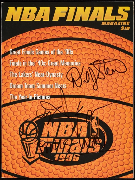 David Stern & Eddie Vedder (Pearl Jam) Signed 1996 NBA Finals Program (BAS)