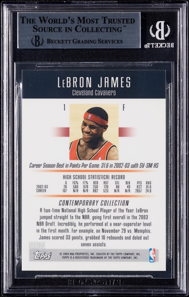 2003 Topps Contemporary Collection LeBron James RC No. 1 (146/225) BGS 8.5