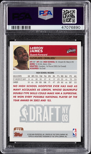 2003 Topps LeBron James RC No. 221 PSA 5