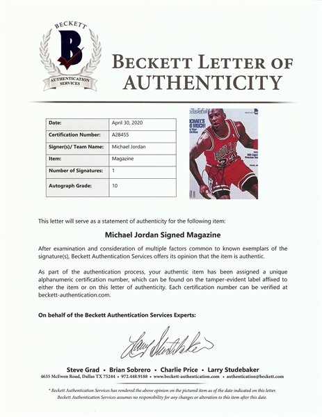Michael Jordan Signed Street & Smith's Magazine (1990-91) (Graded BAS 10)