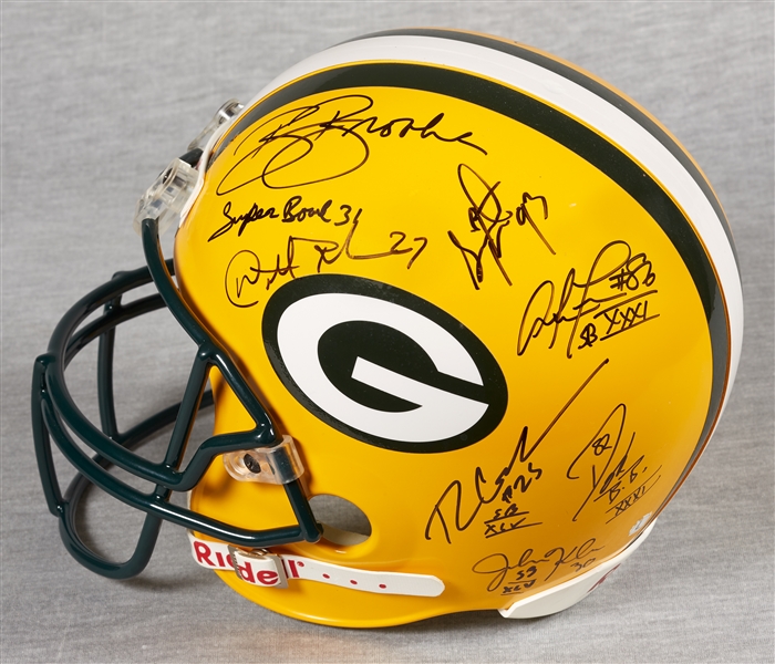 Green Bay Packers Super Bowl Champs Multi-Signed Full-Size Helmet (12) (BAS)