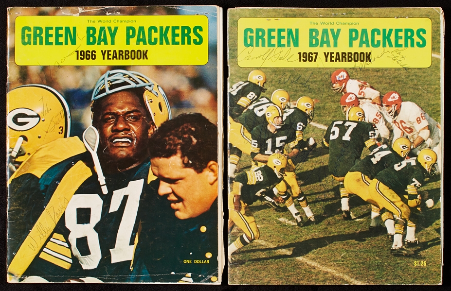 Green Bay Packers Multi-Signed 1966 & 1967 Yearbooks with (3) Vince Lombardi (2)
