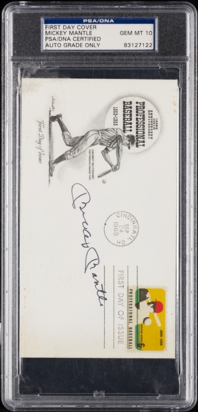 Mickey Mantle Signed First Day Cover (Graded PSA/DNA 10)
